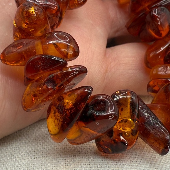 Genuine Amber Graduated Nugget Necklace 26” Slip On No Clasp 54.5 grams - Picture 7 of 17